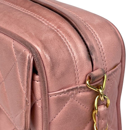 Chanel CC Logo Chain Shoulder Bag Fringe Leather Pink