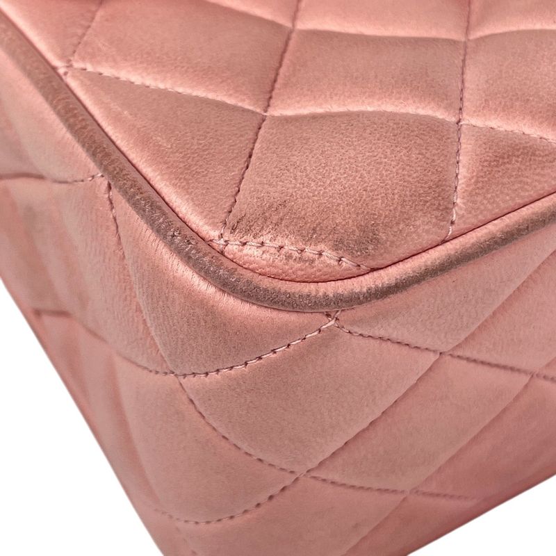 Chanel CC Logo Chain Shoulder Bag Fringe Leather Pink