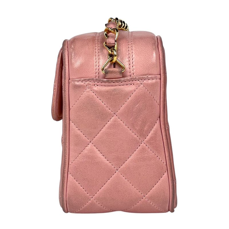 Chanel CC Logo Chain Shoulder Bag Fringe Leather Pink
