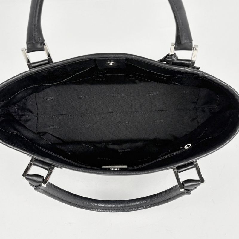 Loewe Amazona Justa Tote Anagram Handbag Leather Black