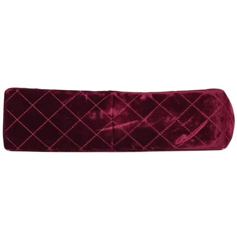 Chanel CC Logo Platinum Shoulder Bag Quilted Velvet