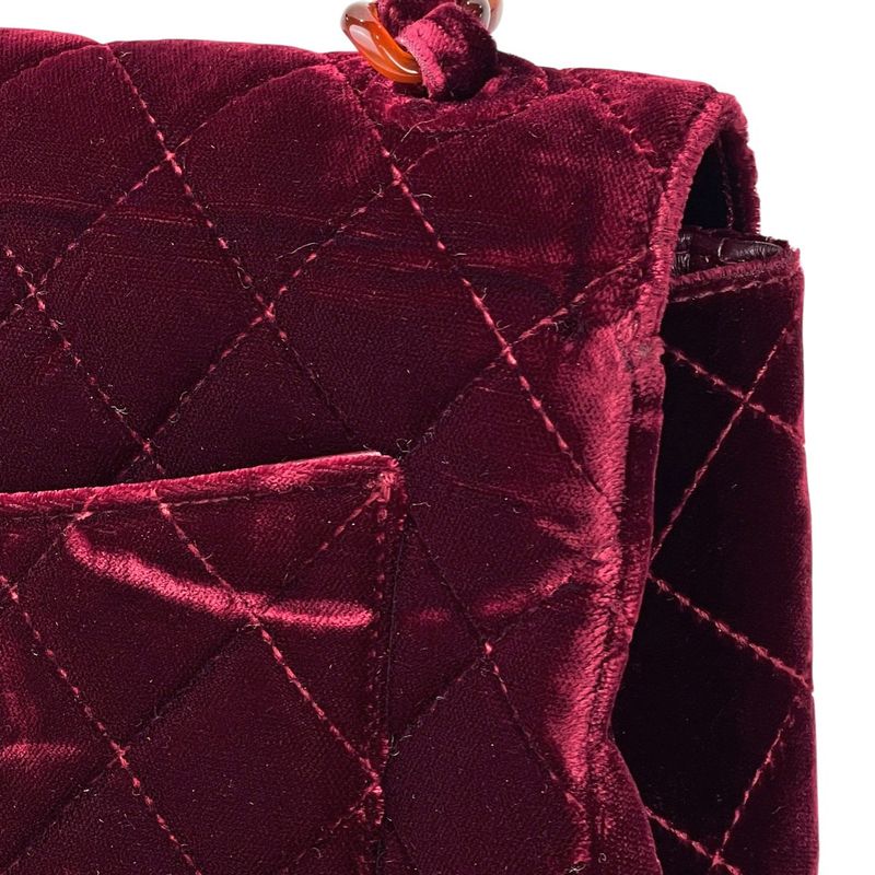 Chanel CC Logo Platinum Shoulder Bag Quilted Velvet