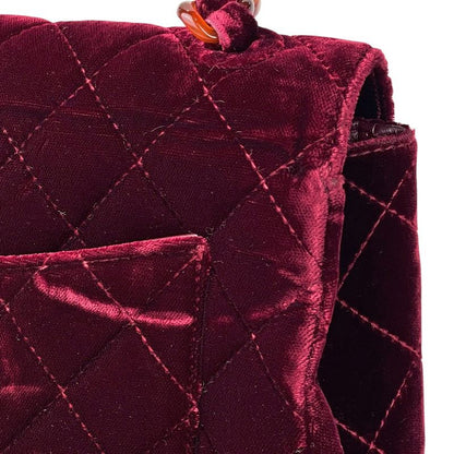 Chanel CC Logo Platinum Shoulder Bag Quilted Velvet