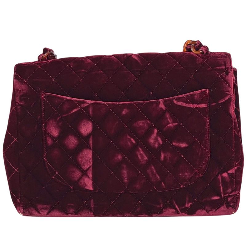 Chanel CC Logo Platinum Shoulder Bag Quilted Velvet