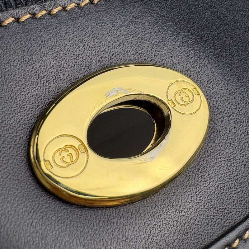 Gucci Gglogo Shoulder Bag Ribbon Vintage Black