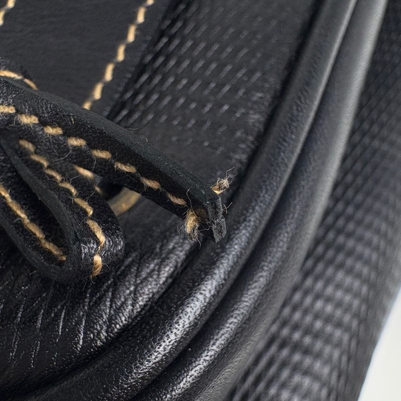 Gucci Gglogo Shoulder Bag Ribbon Vintage Black