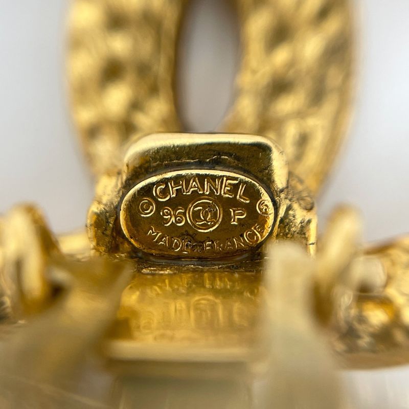 Chanel CC Logo Earrings Swing Large Gold Plated
