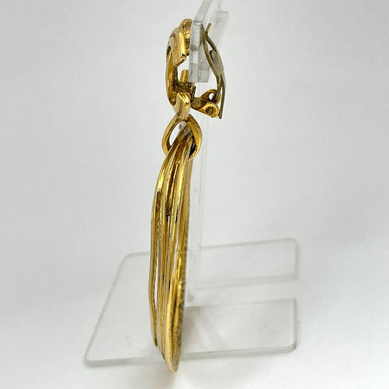 Chanel CC Logo Earrings Swing Large Gold Plated
