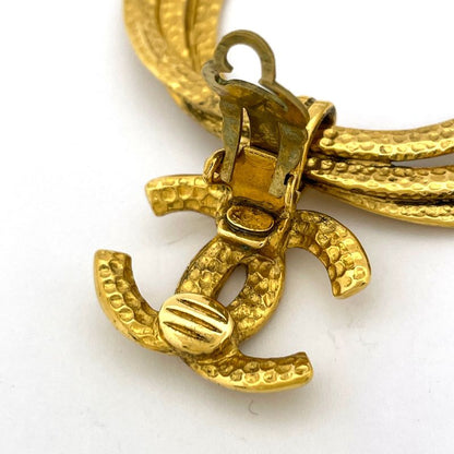 Chanel CC Logo Earrings Swing Large Gold Plated