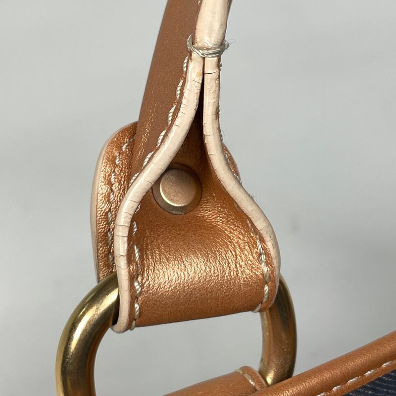 Celine Boogie Bag Paris Macadam Lame Handbag Denim Blue Brown