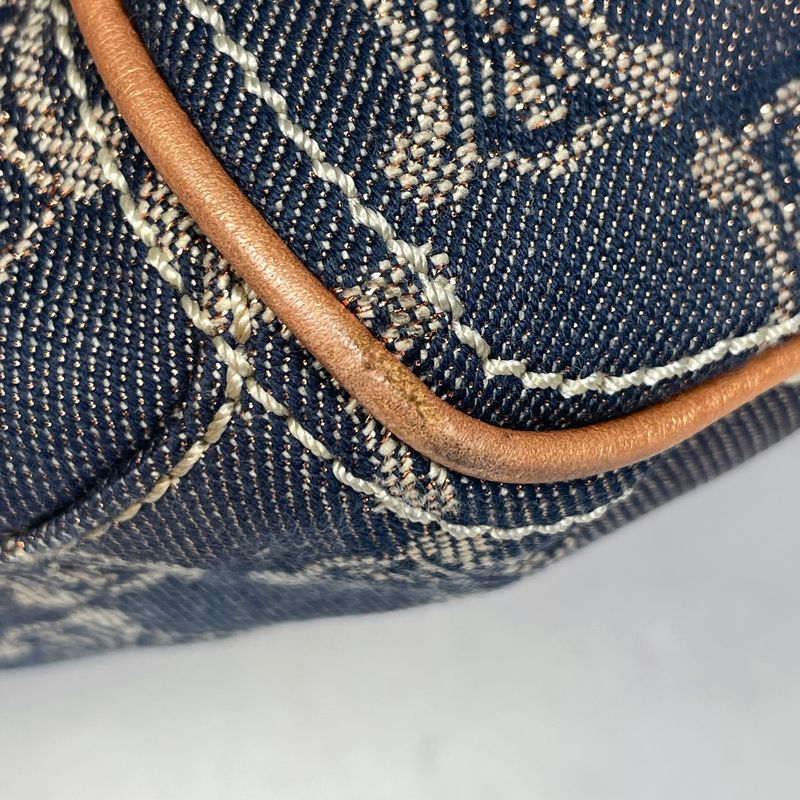 Celine Boogie Bag Paris Macadam Lame Handbag Denim Blue Brown