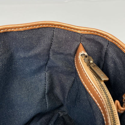 Celine Boogie Bag Paris Macadam Lame Handbag Denim Blue Brown