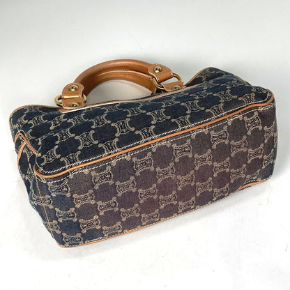 Celine Boogie Bag Paris Macadam Lame Handbag Denim Blue Brown