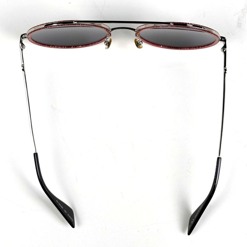 Gucci Logo Sunglasses Round Eyewear Bumblebee Metal Silver Red