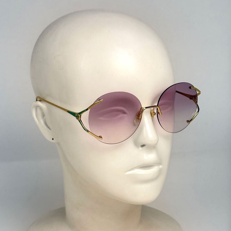 Gucci Interlocking Gradient Sunglasses Rimless Eyewear Metal Gold