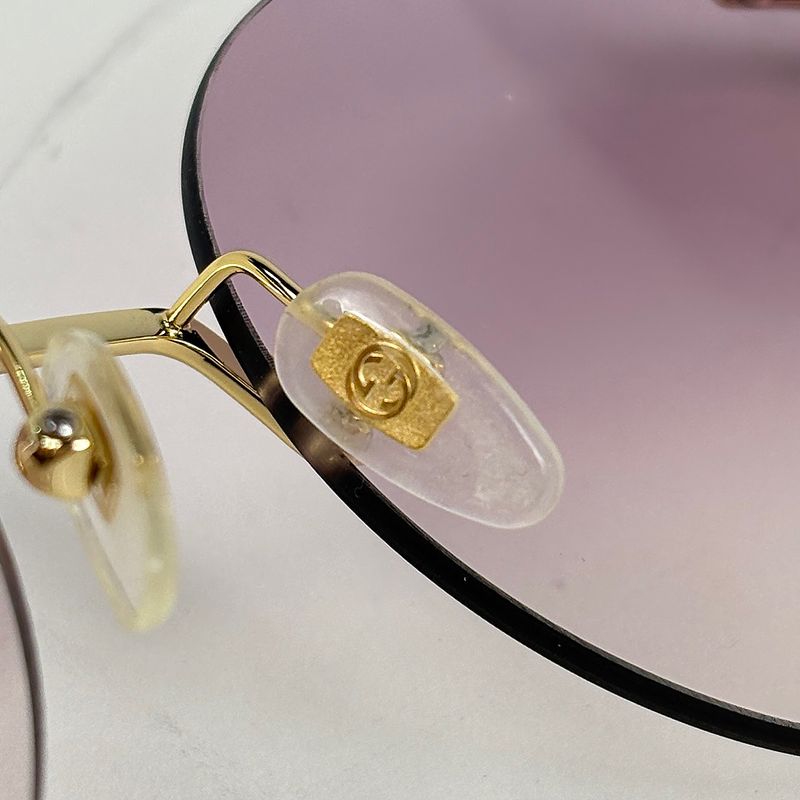 Gucci Interlocking Gradient Sunglasses Rimless Eyewear Metal Gold