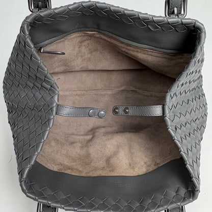 Bottega Veneta Intrecciato Handbag Nappa Braided Leather Gray