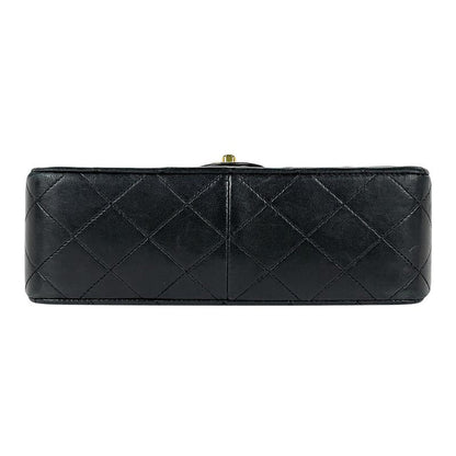 Chanel Quilted Single Flap Chain Shoulder Bag CC Logo Leather Black