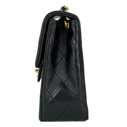 Chanel Quilted Single Flap Chain Shoulder Bag CC Logo Leather Black