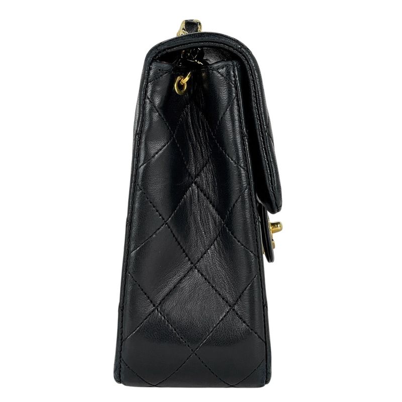 Chanel Quilted Single Flap Chain Shoulder Bag CC Logo Leather Black