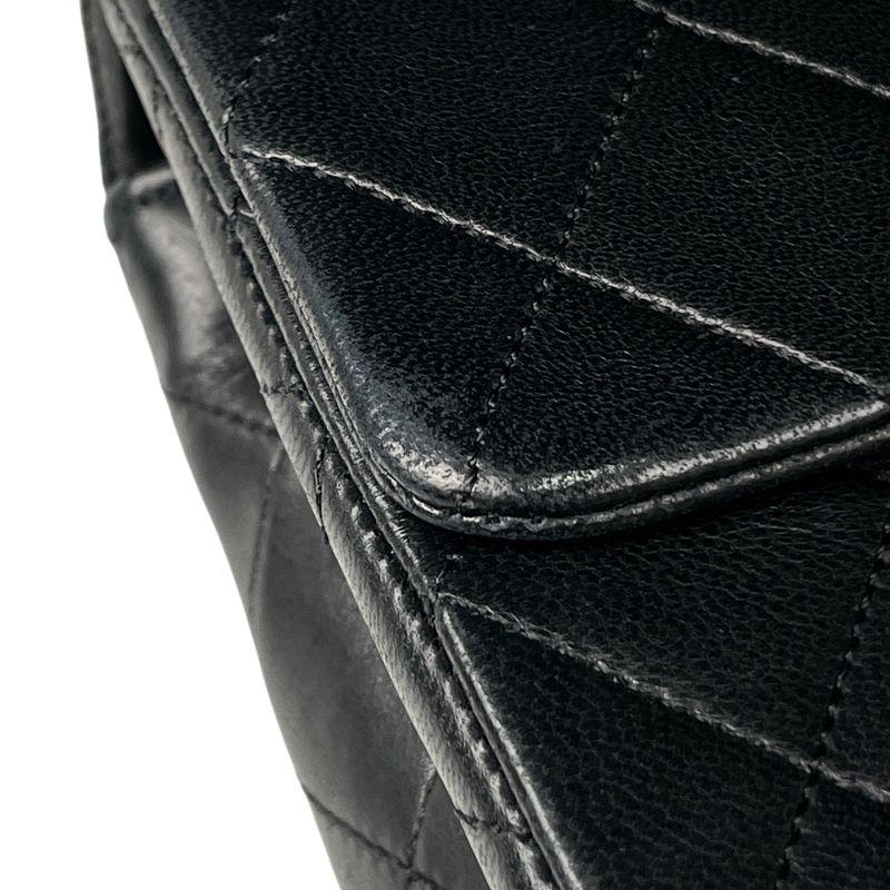 Chanel Quilted Single Flap Chain Shoulder Bag CC Logo Leather Black