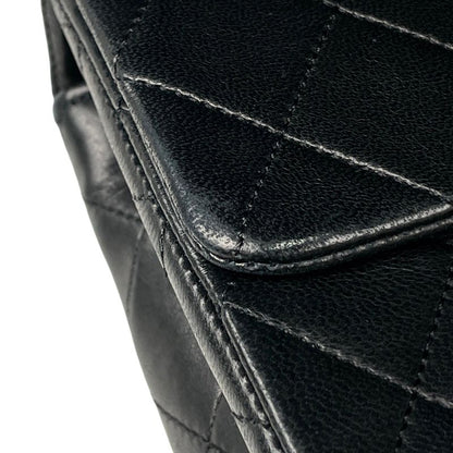 Chanel Quilted Single Flap Chain Shoulder Bag CC Logo Leather Black
