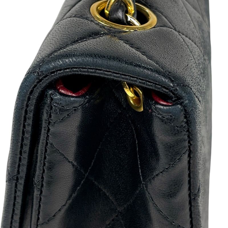 Chanel Quilted Single Flap Chain Shoulder Bag CC Logo Leather Black