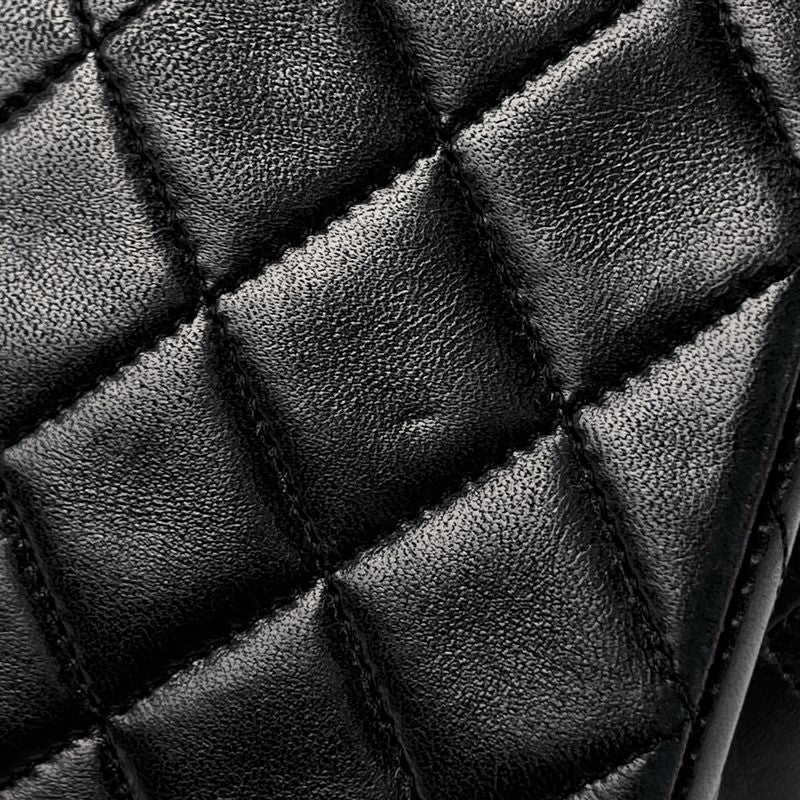 Chanel Quilted Single Flap Chain Shoulder Bag CC Logo Leather Black