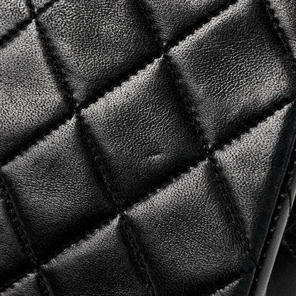 Chanel Quilted Single Flap Chain Shoulder Bag CC Logo Leather Black