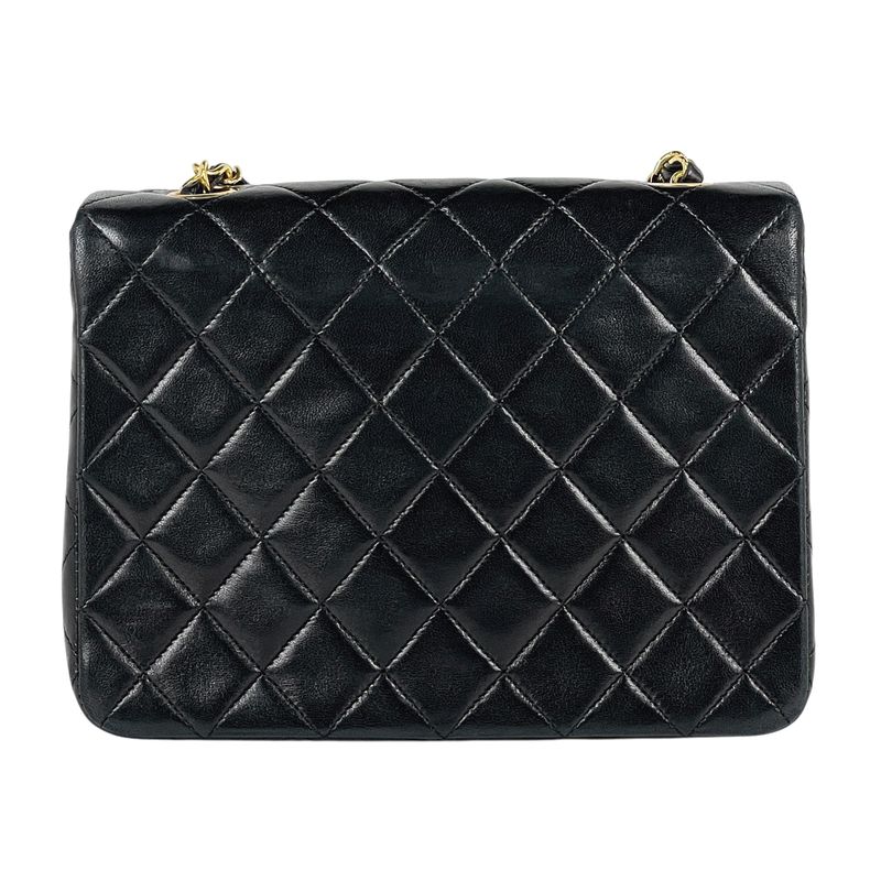 Chanel Quilted Single Flap Chain Shoulder Bag CC Logo Leather Black