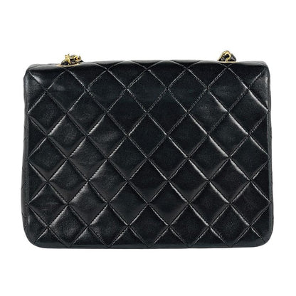 Chanel Quilted Single Flap Chain Shoulder Bag CC Logo Leather Black