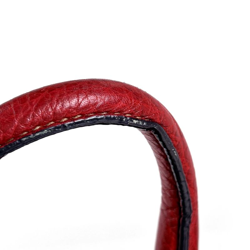 Prada Logo 2-Way Shoulder Bag Tote Leather Red