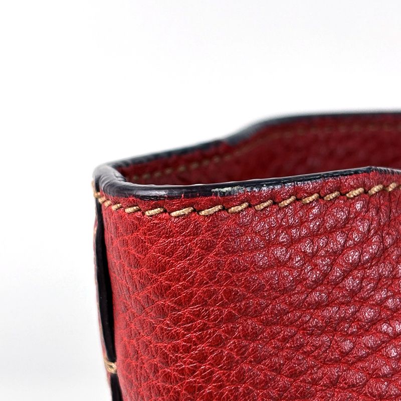 Prada Logo 2-Way Shoulder Bag Tote Leather Red