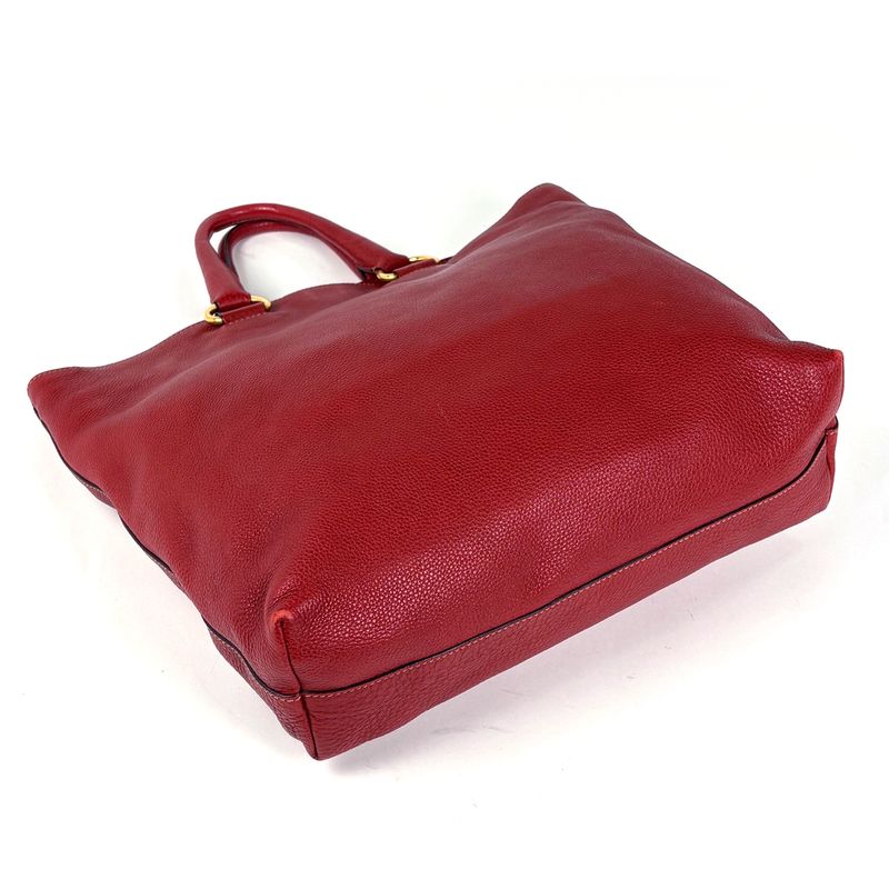 Prada Logo 2-Way Shoulder Bag Tote Leather Red
