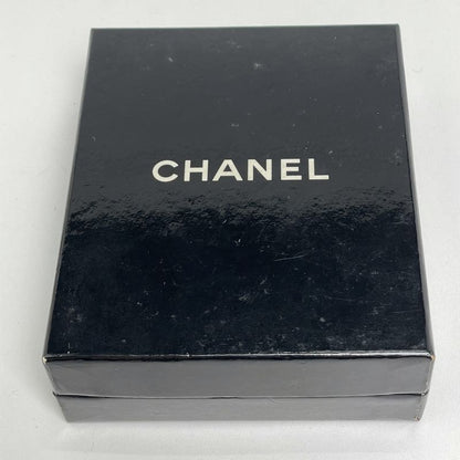 Chanel CC Logo Square Earrings Silver Plated Black White