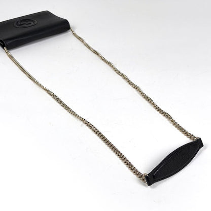 Gucci Soho Chain Wallet 2-Way Clutch Shoulder Bag Leather Black