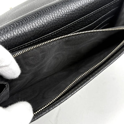 Gucci Soho Chain Wallet 2-Way Clutch Shoulder Bag Leather Black