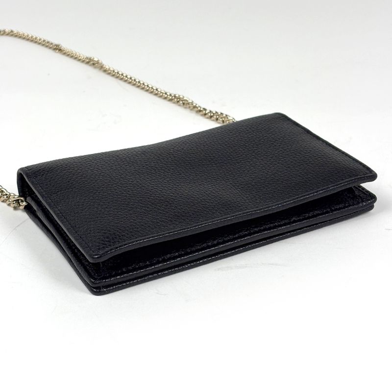 Gucci Soho Chain Wallet 2-Way Clutch Shoulder Bag Leather Black
