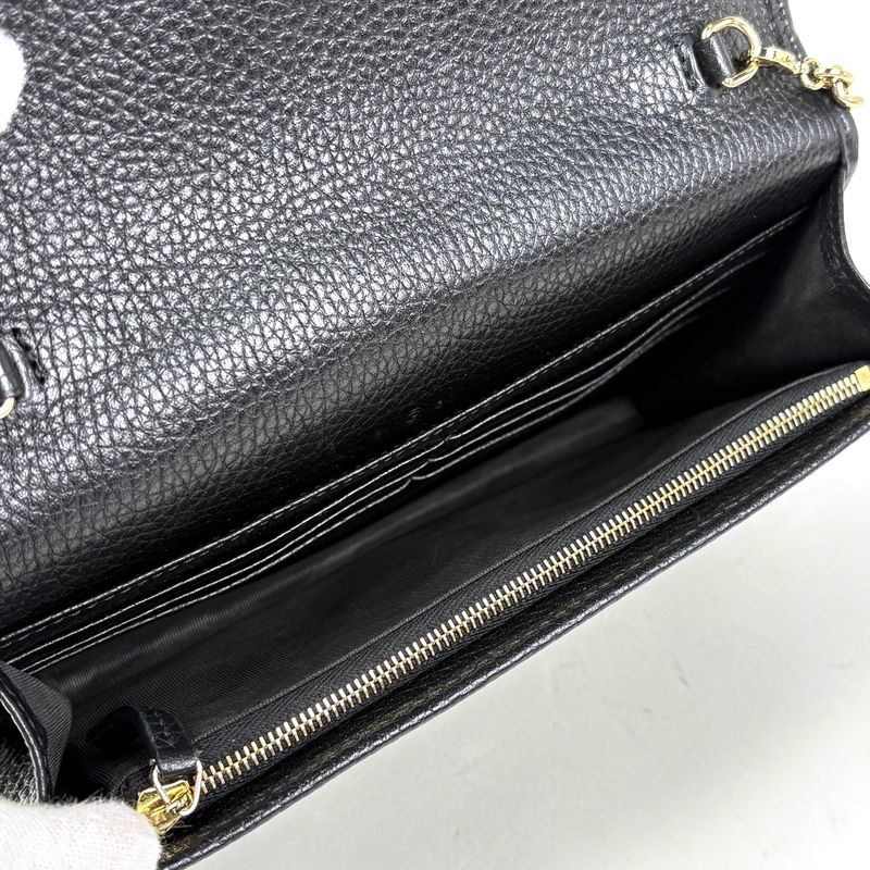 Gucci Soho Chain Wallet 2-Way Clutch Shoulder Bag Leather Black