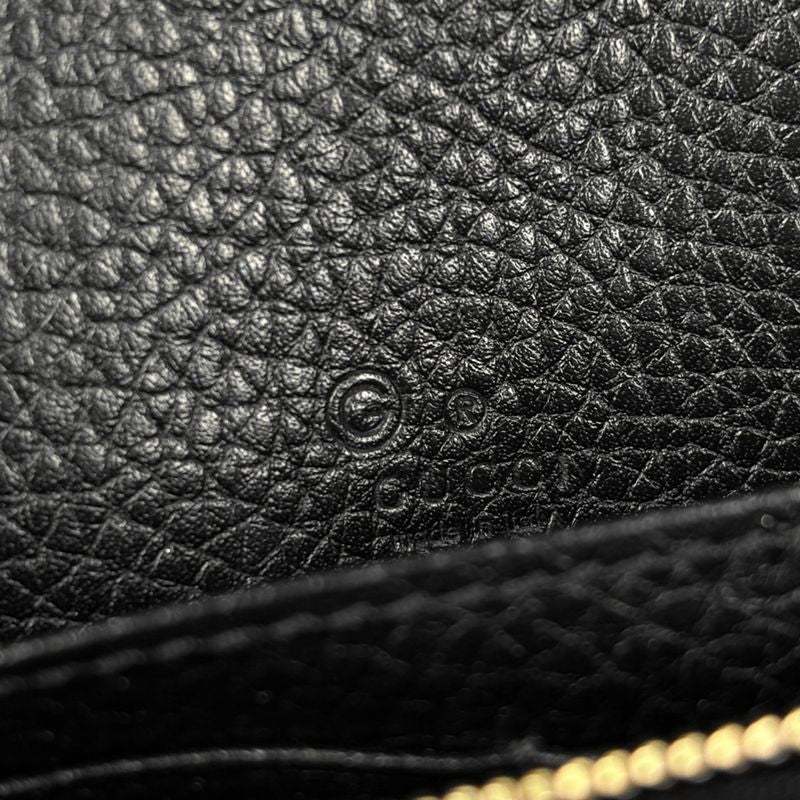 Gucci Soho Chain Wallet 2-Way Clutch Shoulder Bag Leather Black