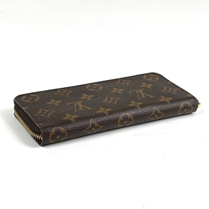 Louis Vuitton Portefeuille Clemence Zip Around Wallet Monogram Brown Fuchsia