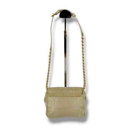 Prada Triangle Logo Chain Shoulder Bag Tessuto Nylon Ivory Mini
