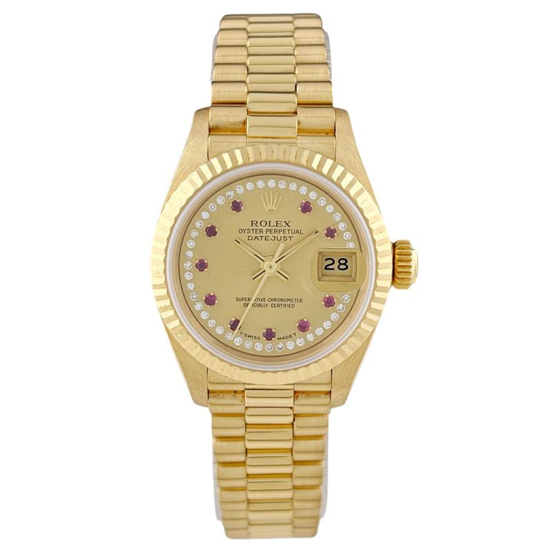 Rolex Datejust Milliard Diamond Watch YG Ruby Automatic Winding Champagne Gold
