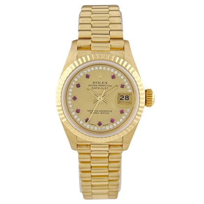 Rolex Datejust Milliard Diamond Watch YG Ruby Automatic Winding Champagne Gold