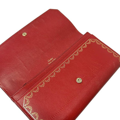 Cartier Wallet Garland de Red Gold Leather