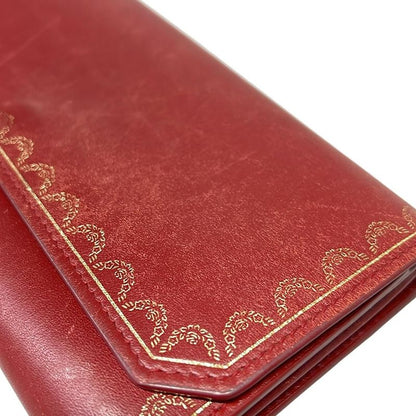 Cartier Wallet Garland de Red Gold Leather