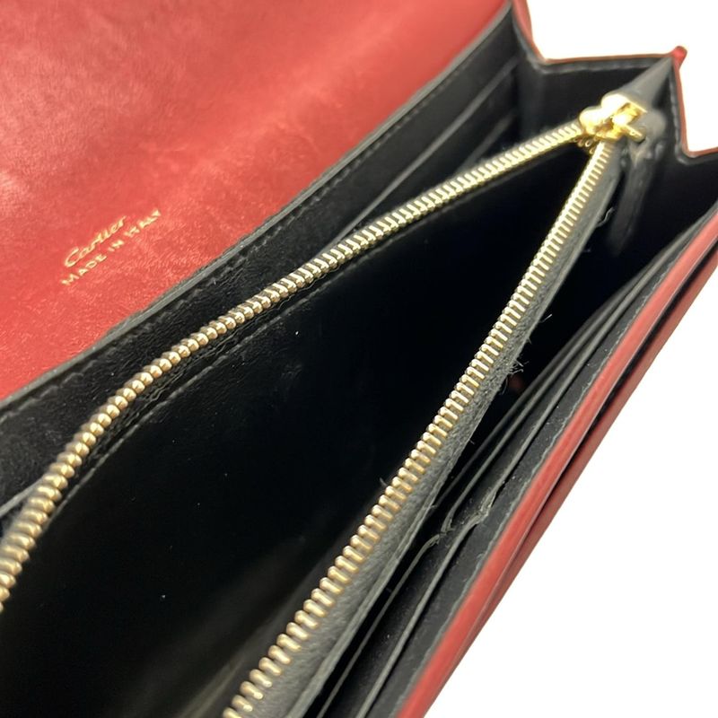 Cartier Wallet Garland de Red Gold Leather