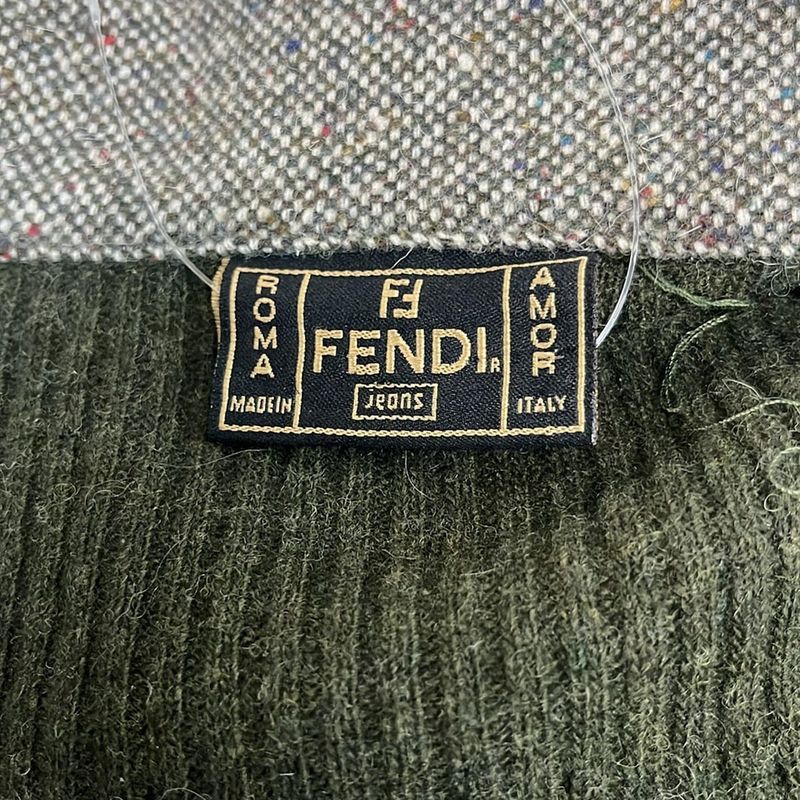Fendi Jeans Jacket Khaki Knit Long Sleeve