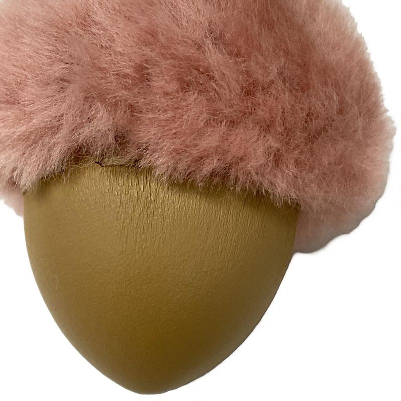 Fendi Key Holder Acorn Charm Beige Pink Leather