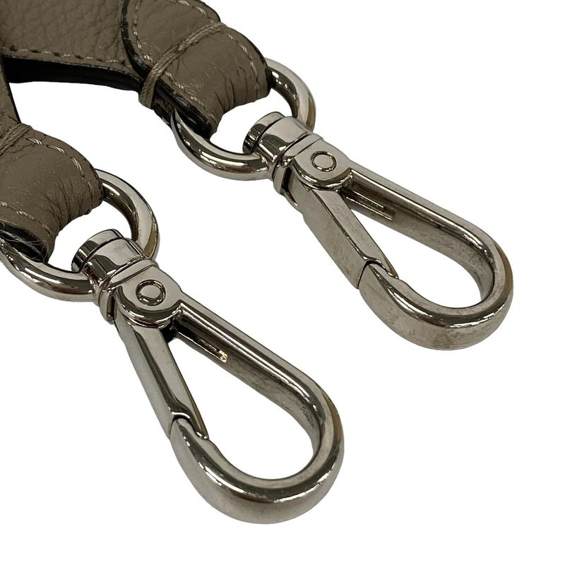 Fendi Shoulder Strap Gray Beige Silver Leather